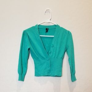 Green Cropped Cardigan